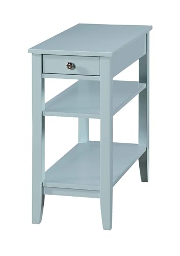 Convenience Concepts American Heritage Chairside End Table with Drawer 23.5" - Classic Living Room Table with Storage Shelf, Bedroom Nightstand, Sea Foam Blue - color: Sea Foam