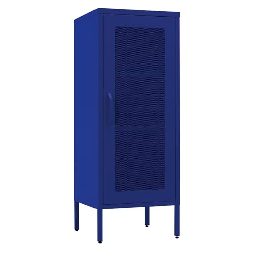 Slim Metal Storage Cabinet with Mesh Doors - 42'' Tall Narrow Organizer Tower, Compact Freestanding Cabinet, Versatile Utility Storage for Home, Office, Kitchen, Living Room, Durable and Modern Design - color: Blue, size: 42"H-Mesh Door