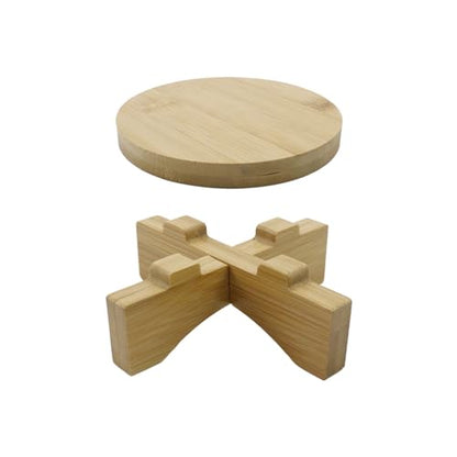 Oedema 4.45-inch Solid Wood Mini Plant Stand Short Flower Stand Round Plant Riser for Small Items, Flower Pot, Small Plant, Gift, Tabletop Decor, Office - size: 4.45inch/113mm