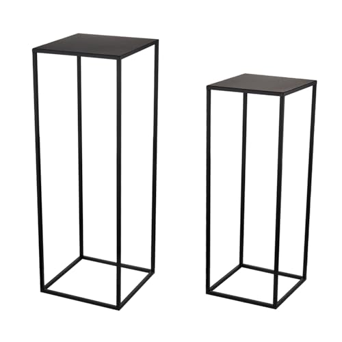 Pack of 2 Already installed Black Plant Stand,Dimension 9.84*H27.56in and 8.66*H23.62in,indoor stable steel frame Flower Stands drink table for party wedding Centrepieces Living Room Patio Garden - color: Black