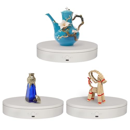 Rotating Display Stand Easy to Switch Direction, Adjustable Speed, Used for Product Display, Jewelry, Shoes Shooting and Display (7.87inch/White/(3PCS per pack)) - color: 7.87inch/White/(3PCS per pack)