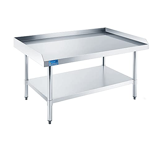 Stainless Steel Equipment Grill Stand with Adjustable Undershelf | Heavy Duty 18-Gauge Top | NSF Certified for Commercial Kitchen & Utility Use (24" x 48") - size: 48"x24"