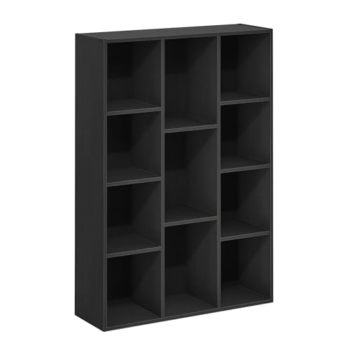 Furinno LUDER Book Shelf, 11-Cube Bookshelf, Reversible Bookcase with Open Shelves, 9.4 x 29.1 x 41.7, Easy Assembly, for Living Room, Bedroom, Home Office, Darkwood - color: Darkwood, size: 11-Cube, 9.4 x 29.1 x 41.7