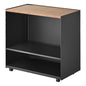 Yamazaki Home Tower Mobile Hideaway Storage Cart – Rolling Printer Stand with Adjustable Shelves, Hidden Storage, Rolling Cart with Wheels, Mobile Office Organizer, Utility Cart, 23" - Steel + Wood - - color: Black