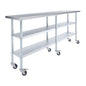 AmGood Stainless Steel Work Table with 2 Shelves and Casters | Metal Utility Table On Wheels (Stainless Steel Work Table with 2 Shelves + Casters, 84" Long x 18" Deep) - size: 84" Long x 18" Deep
