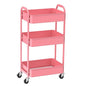 MAX Houser 3-Tier Rolling Utility Cart with Caster Wheels,Easy Assembly, for Kitchen, Bathroom (Pink) - color: Pink, size: 3-Tier Standard Cart