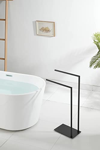 Stand Towel Rack for Bathroom Free Standing Double Towel Holders on Floor Bath Towel Holder Brass Matte Black - color: Matte Black Stand Towel Holders