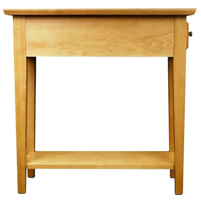 Leick Home Teegan End Table, Solid Wood, 1 Storage Drawer, Bottom Display Shelf, Narrow, Easy-Assembly, For Living Room/Bedroom, Desert Sand, 24.0 in. L x 10.0 in. W x 24.0 in. H, 10071-DS - color: Desert Sands