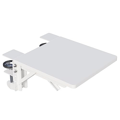 BONTEC Ergonomic Desk Extender Tray, 9.5"x9.1" Table Mount Arm Wrist Rest Shelf, 90° Foldable Elbow Support, Clamp on Computer Arm Rest for Desk, Office & Home Use, Durable & Easy to Install - color: White, size: 9.4"*9.1"(24cm*23cm)