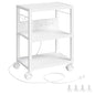 MAHANCRIS Industrial Printer Cart, 3-Tier Mobile Printer Stand, Rolling Cart with 2 AC Outlets and 2 USB Ports, Home Printer Stand with 2 Hooks, for Office, Living Room, White PTWT40E01 - color: White