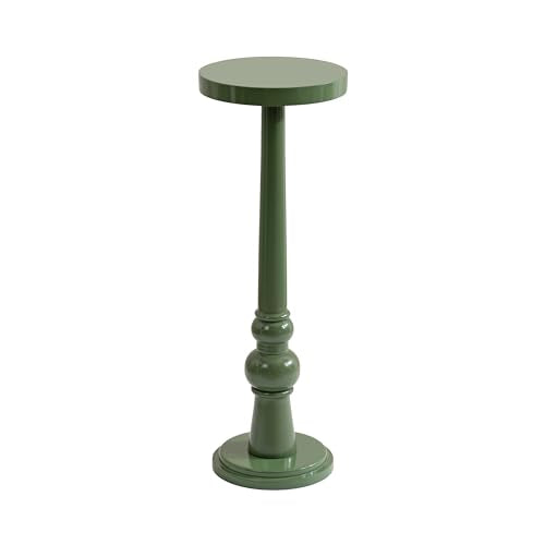 Kate and Laurel Wegner Transitional Wooden Round Drink Table, 8 x 8 x 23, Gloss Green, Modern Durable Pedestal Table for Use as Indoor Plant Stand, or Decorative Living Room Decor Accent - color: Green