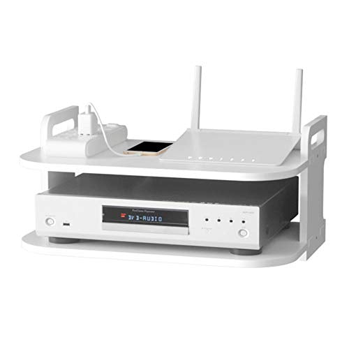 Floating Shelf for TV Components, White Floating TV Stand Wall Mounted Media Console Shelf Mini Storage Box Router Shelfs for Home(Color:White)
