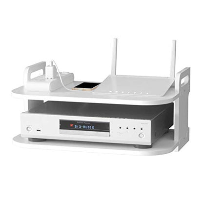 Floating Shelf for TV Components, White Floating TV Stand Wall Mounted Media Console Shelf Mini Storage Box Router Shelfs for Home(Color:White)