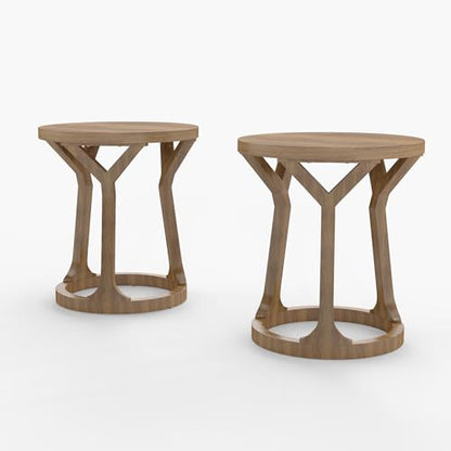 Kinfant Accent Side Table - Vintage Wood End Table Sofa Table with Bottom Shelf for Living Room, Bedroom, Office (2-Pack-Brown) - style: 2-pack-Brown