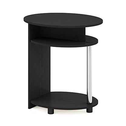 3-Tier Round End Table with Oval Tabletop, Bedside Table with Open Shelf, Night Stand, Side Table, for Bedroom, Living Room, Americano, Stainless Steel Tubes - color: Americano/Stainless Steel, size: 3 Tier, Set of 1
