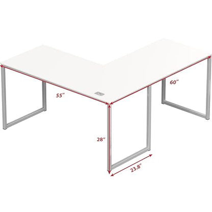 SHW Mission 55 x 60 Inches L-Shape Home Office Computer Desk, White - color: White, size: 55-Inch L-Shaped