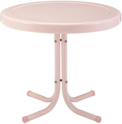 Crosley Furniture Griffith Weather Resistant Retro Metal Outdoor Side Table for Patio, Deck, Porch, Pink - color: Pink