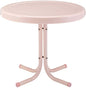 Crosley Furniture Griffith Weather Resistant Retro Metal Outdoor Side Table for Patio, Deck, Porch, Pink - color: Pink
