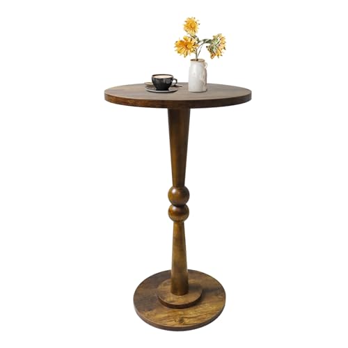 Small Side Table, Drink Table for Small Spaces, Modern Accent Table Martini Table with Solid Wood Leg, Round End Tables Living Room for Bedroom and Office (Wood Color) - color: Wood Color
