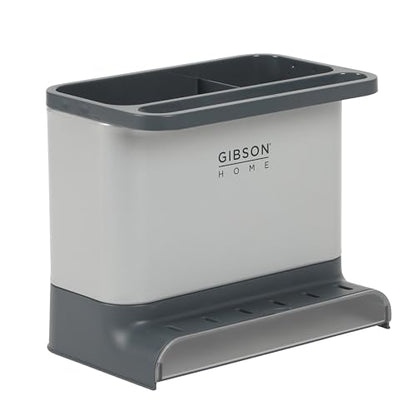 Gibson Home Ledgebrook Sink Caddy with Metal Panel, Metal Sponge Holder for Kitchen Sink, Countertop Organizer and Storage Essentials with Drain Board - size: Sink Caddy w/ Rack