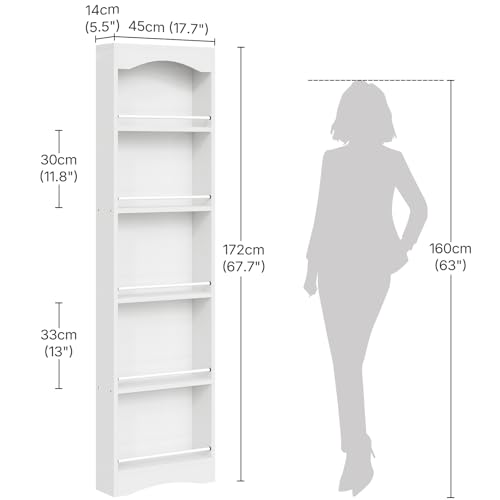 YATINEY Tall Narrow Shoe Rack, Vertical Behind Door Shoe Organizer, White | Wooden Skinny Shoe Shelf with Open Storage for Small Spaces, 6-tier Shoe Storage for Standing Shoes, Space Saving