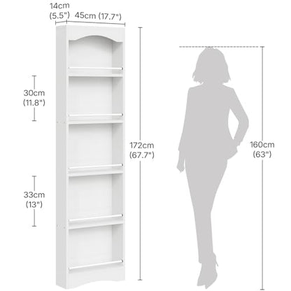 YATINEY Tall Narrow Shoe Rack, Vertical Behind Door Shoe Organizer, White | Wooden Skinny Shoe Shelf with Open Storage for Small Spaces, 6-tier Shoe Storage for Standing Shoes, Space Saving