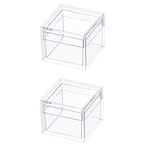 KissYou Small Acrylic Box with Lid Clear Candy Boxes for Display Party Decoration Plastic Square Cube - size: 1.18 x1.18 x 0.86 Inch