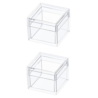KissYou Small Acrylic Box with Lid Clear Candy Boxes for Display Party Decoration Plastic Square Cube - size: 1.18 x1.18 x 0.86 Inch