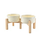 SPUNKYJUNKY Elevated Dog Bowls Ceramic, 6.1'' Dogs and Cat Food Water Bowls Raised with Non-Slip Bamboo Stand for Medium Sized Breed Microwave Dishwasher Safe - 28.7 OZ,Beige - color: Beige, size: 6.1 in - 3.6 cups