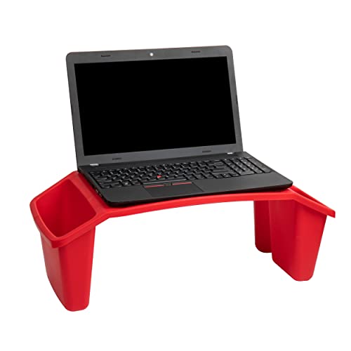 Mind Reader Kids Lap Desk, Portable Activity Tray with Side Storage, Stackable Plastic Desk for Drawing, Snacks, Study, Set of 2, Red - color: Red