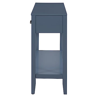Merax Entryway Console Table with Storage, 3 Drawers Design/Wood Frame/Behind Couch & Sofa, Blue - color: Blue