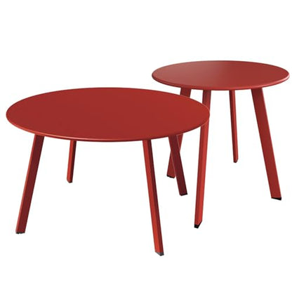 Grand patio Round Steel Patio Coffee Table Weather Resistant Nesting Tables Including One Large Side Table and One Small End Table, (Red, 2PC) - color: Red, style: 2 PC