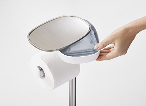 Joseph Joseph EasyStore Butler Toilet Paper Holder Stand and Flex Toilet Brush with Shelf and Drawer, Stainless Steel - style: Stand with Toilet Brush