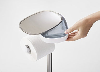 Joseph Joseph EasyStore Butler Toilet Paper Holder Stand and Flex Toilet Brush with Shelf and Drawer, Stainless Steel - style: Stand with Toilet Brush