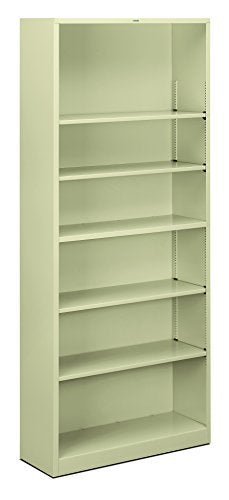HON Brigade Metal Bookcase - Bookcase with 6 Shelves, 34-1/2w by 12-5/8d by 81-1/8 h, Putty (HS82ABC) - color: Putty, size: 6 Shelves