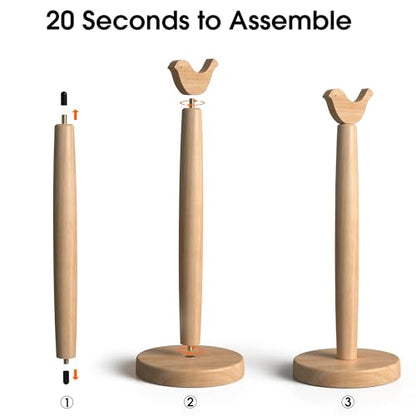 Cute Wooden Paper Towel Holder Stand - Kitchen Paper Hanger Rack Bathroom Towel Roll Stand Organizer Simply Standing Countertop Paper Roll Holder, Bird - size: Standard, style: Bird