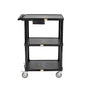 Pearington 3-Shelf Mobile Utility Cart with 3 Outlets and 8' Cord, Heavy-Duty Service Cart for Offices and Warehouses with 3 Shelves, Black - size: 1 Pack