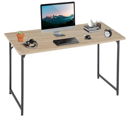 HCY Computer Desk 47 inches Writing Desk Home Office Study Workstation Modern PC Laptop Sturdy Simple Gaming Desk with Metal Frame (Nature), 47x24x29 - color: Nature, size: 47 inch