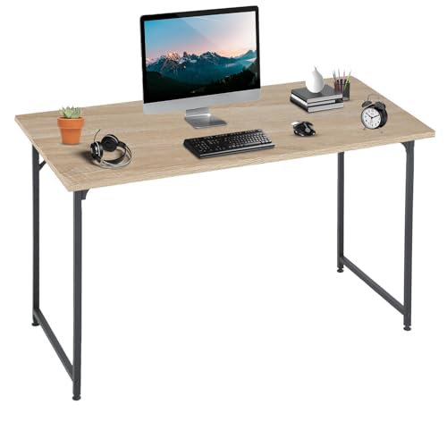 HCY Computer Desk 47 inches Writing Desk Home Office Study Workstation Modern PC Laptop Sturdy Simple Gaming Desk with Metal Frame (Nature), 47x24x29 - color: Nature, size: 47 inch