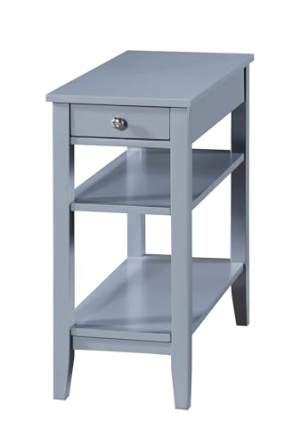 Convenience Concepts American Heritage Chairside End Table with Drawer 23.5" - Classic Living Room Table with Storage Shelf, Bedroom Nightstand, Gray - color: Grey