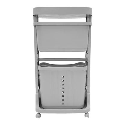 Laundry Basket, Laundry Basket Organizer Sorter Clothes Storage Organizer Shelf Rolling Cart with 4 Wheels, Laundry Hamper Basket Sorter Washing Hamper for Kitchens Bathrooms Bedrooms (3 Tier, Grey) - style: 3 Tier, Grey