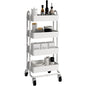 4 Tier Metal Rolling Cart with Wheels,4 Tier Utility Cart with Wheels for Office,Home,Kitchen,Garden（13.4"x18.1"x40"） White - color: White, size: 40"H