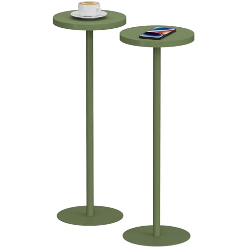 TUTOTAK Tall Round Side Table, Small End Table, Drink Table,Pedestal Table | for Small Space, Beside Table, Set of 2, Living Room and Bedroom, Green TB01BOG0652 - color: Green, size: 2 Pack, style: Ordinary
