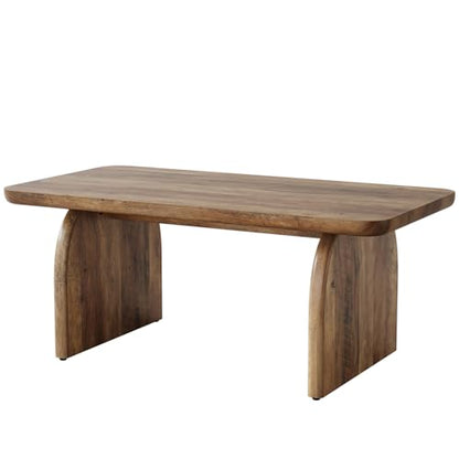 Tribesigns Rectangle Coffee Table, 47-Inch Wood Rectangular Living Room Table, Farmhouse Accent Center Low Cocktail Tea Table with Sturdy Base & Rounded Corners, Easy Assembly (Rustic Brown) - color: Rustic Brown
