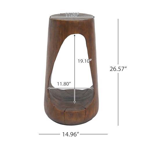 Merax Hollow MGO Accent Side Table, Unique Modern End Table with Wide Pedestal & Tabletop, Small Drink Tables for Living Room, Bedroom Night Stand Bedside Table, No Assembly Required, Brown - color: Brown, size: Hollow Design