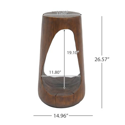 Merax Hollow MGO Accent Side Table, Unique Modern End Table with Wide Pedestal & Tabletop, Small Drink Tables for Living Room, Bedroom Night Stand Bedside Table, No Assembly Required, Brown - color: Brown, size: Hollow Design