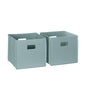 RiverRidge Folding Storage Bins - 2-pack of 10in Tall Sea Green Cubes | Fabric Bins, Set of 2 Storage Cubes, Cut-out Handles, Playroom Closet Organizer, Collapsible Cubby with Bottom Board Insert - color: 2 Sea Green 10in H Bins