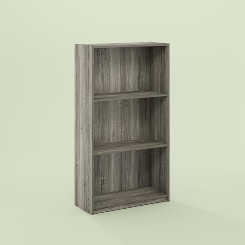 Hagen 3-Tier Bookshelf, 40 Inch Tall Bookcase, for Home Office, Study, Living Room, Olive Oak - color: Olive Oak, size: 21.8(W)x39.5(H)x9.3(D) inches