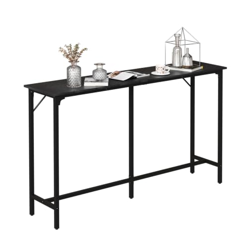 VINGLI 63 Inch Bar Table, Rectangular Counter Height Home Pub Table, Black | High Top, Multi-Scene Use for Kitchen Dining Living Room Sofa Entryway, Wooden Tabletop & Metal Base, Easy to Install - color: Black, size: 63"L