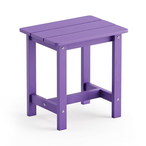 LUE BONA Outdoor Side Table, HDPS Small Outdoor Adirondack Side Tables, Outside End Table for Patio, Porch, Deck, Pool, Weather Resistant/Easy Maintenance,Purple - color: Purple, size: 16.1 in